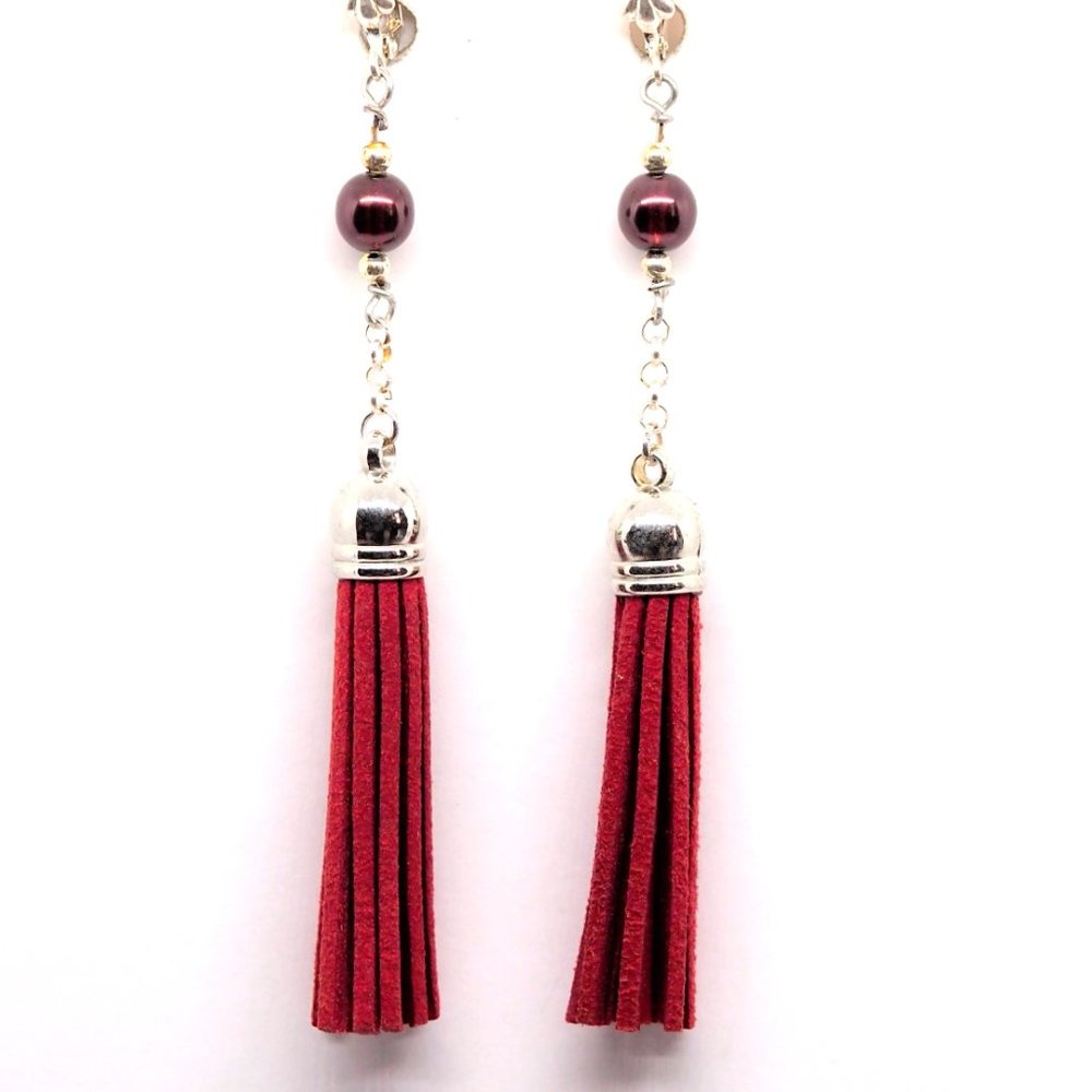 Red Tassel Fringe Earrings